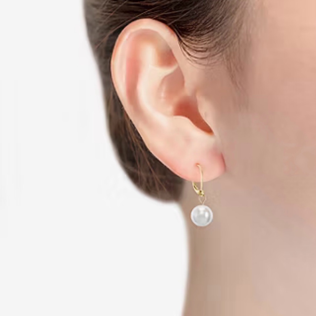 Monet White Simulated Pearl Gold Tone Leverback Drop Earrings 30$